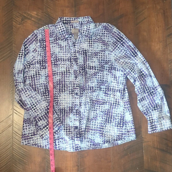 Chico's Blue Violet Dot Blouse, US 2 - Picture 5 of 6